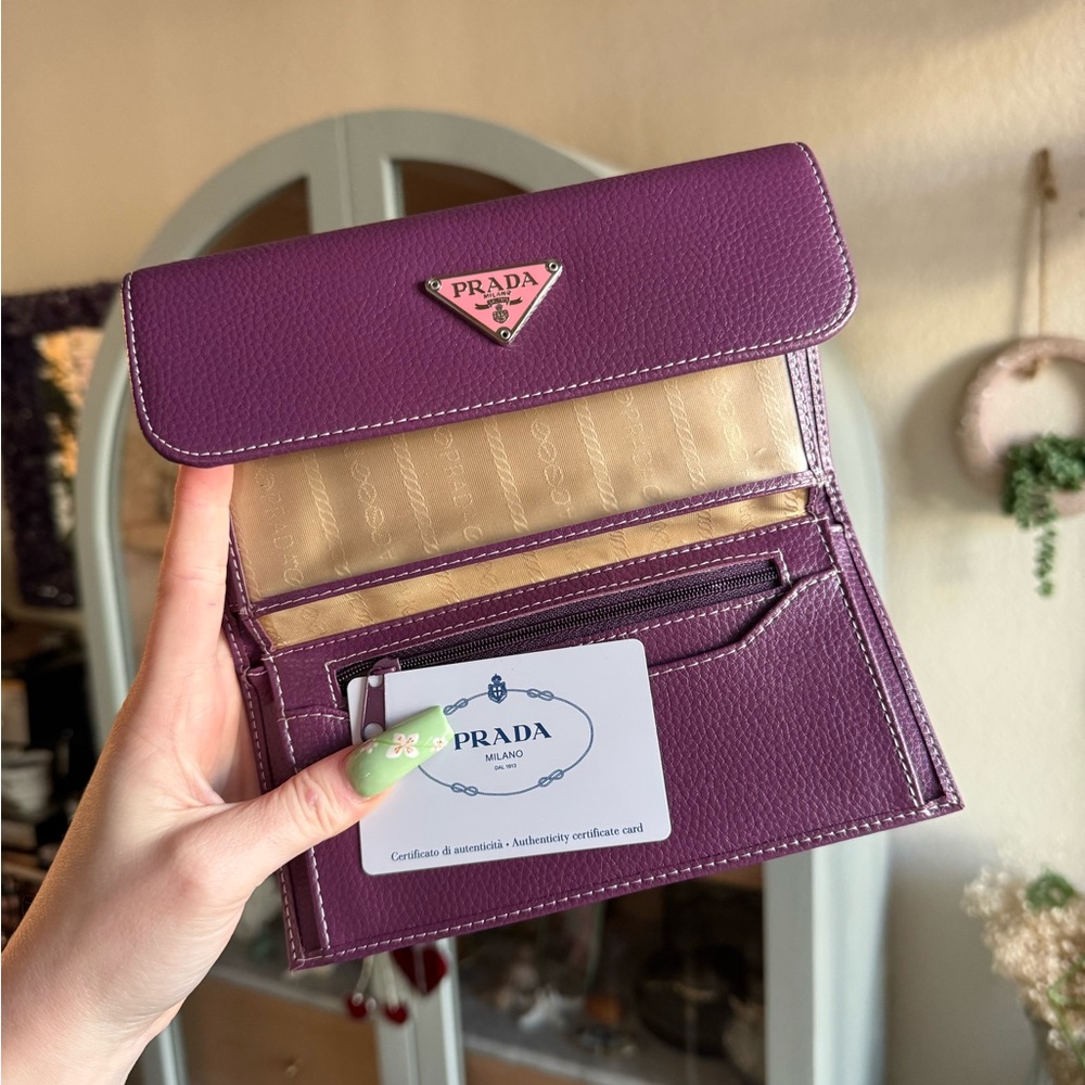 NWOT Prada Purple Pebbled Leather Continental Wallet - Picture 6 of 7